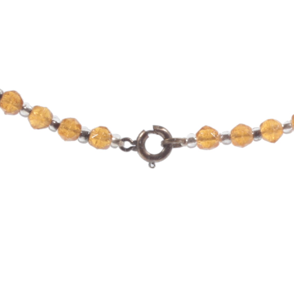 Vintage Czech necklace topaz English cut disc pendant glass beads
