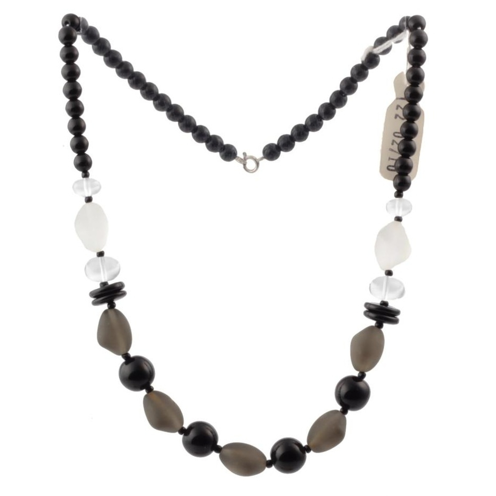 Vintage Czech necklace black crystal frost nugget glass beads