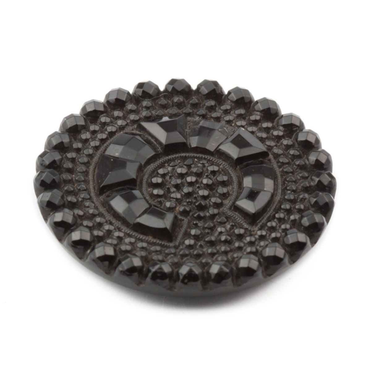 Antique Victorian Czech marcasite look horse shoe glass button 32mm