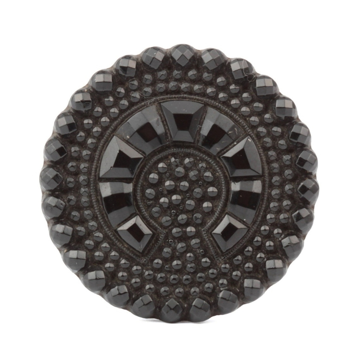 Antique Victorian Czech marcasite look horse shoe glass button 32mm