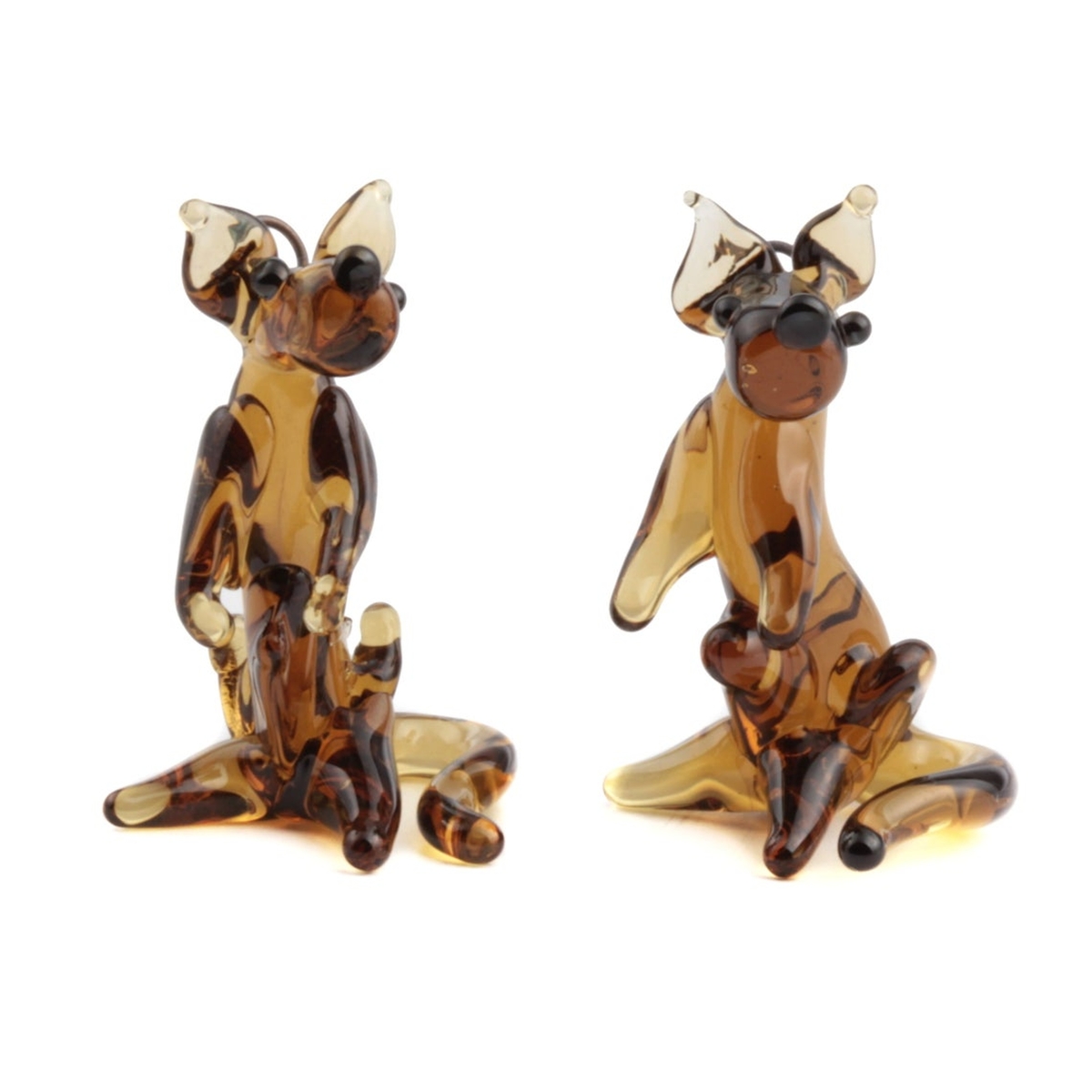 Lot (2) Czech lampwork amber topaz glass Great Dane dog earring beads