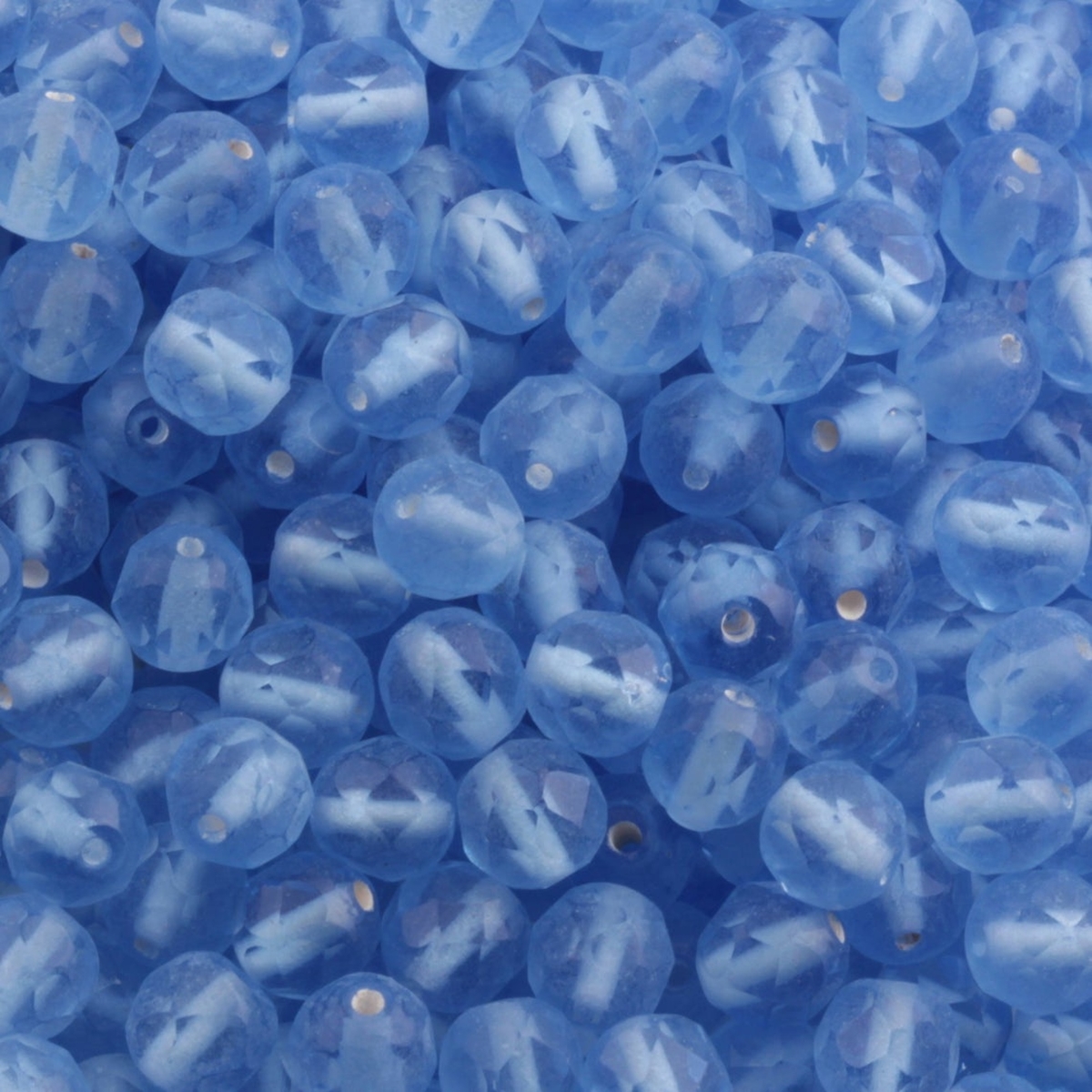 Lot (650) Austrian D.S antique blue round faceted glass beads 6mm