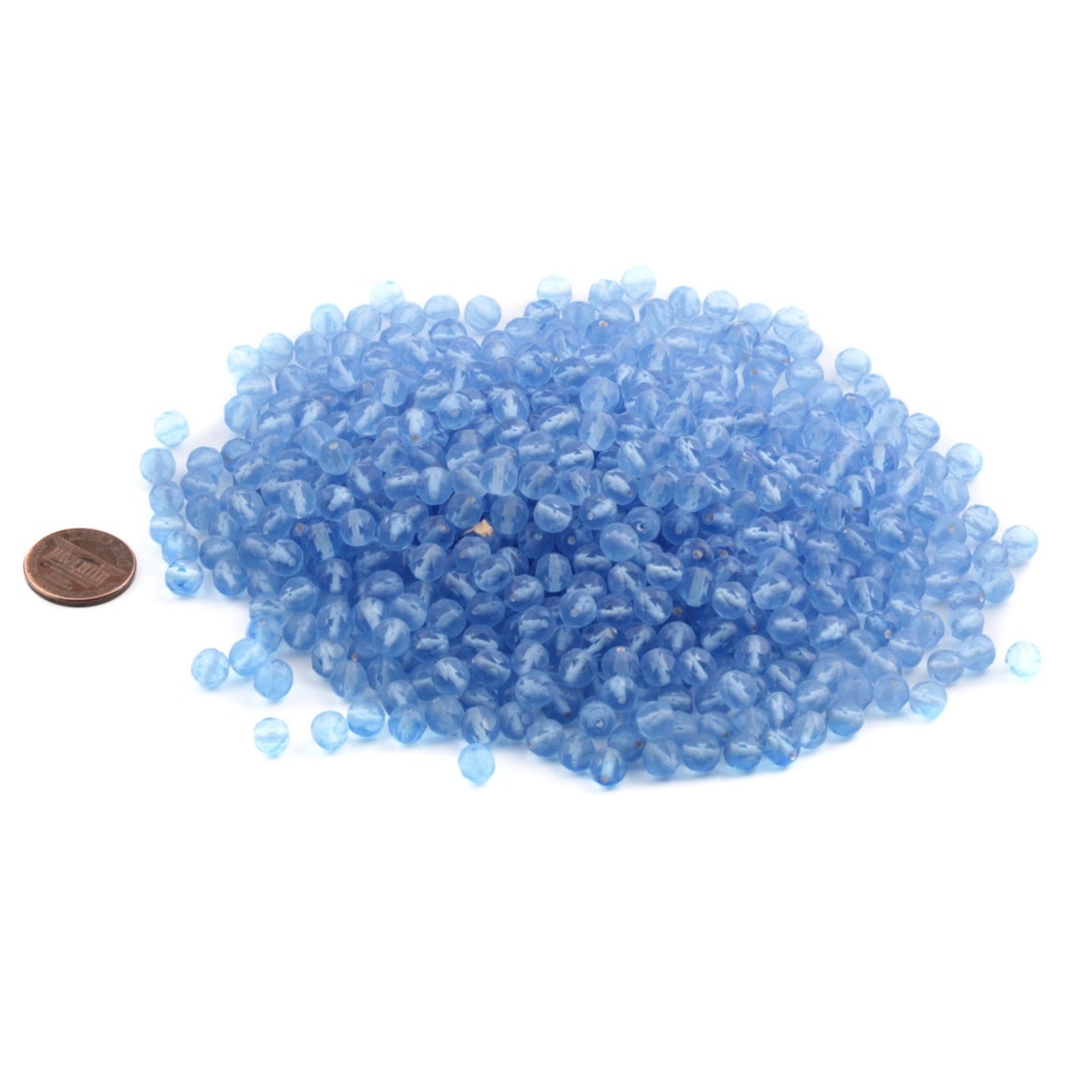 Lot (650) Austrian D.S antique blue round faceted glass beads 6mm