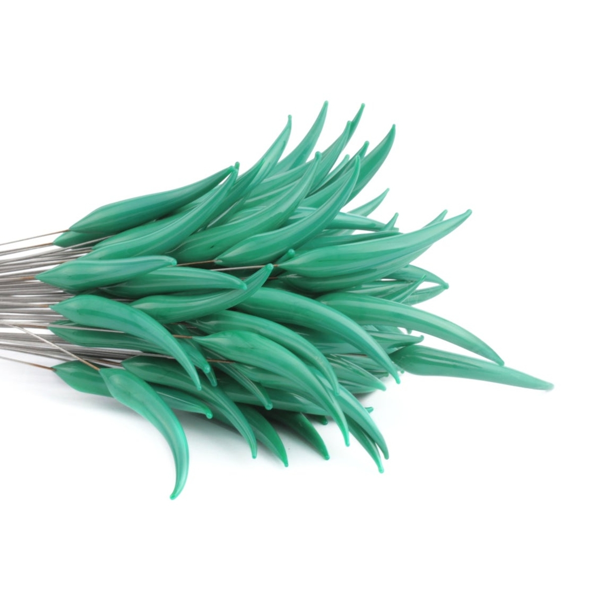 Czech lampwork green jade glass flower spike earring headpin glass bead (1 bead)