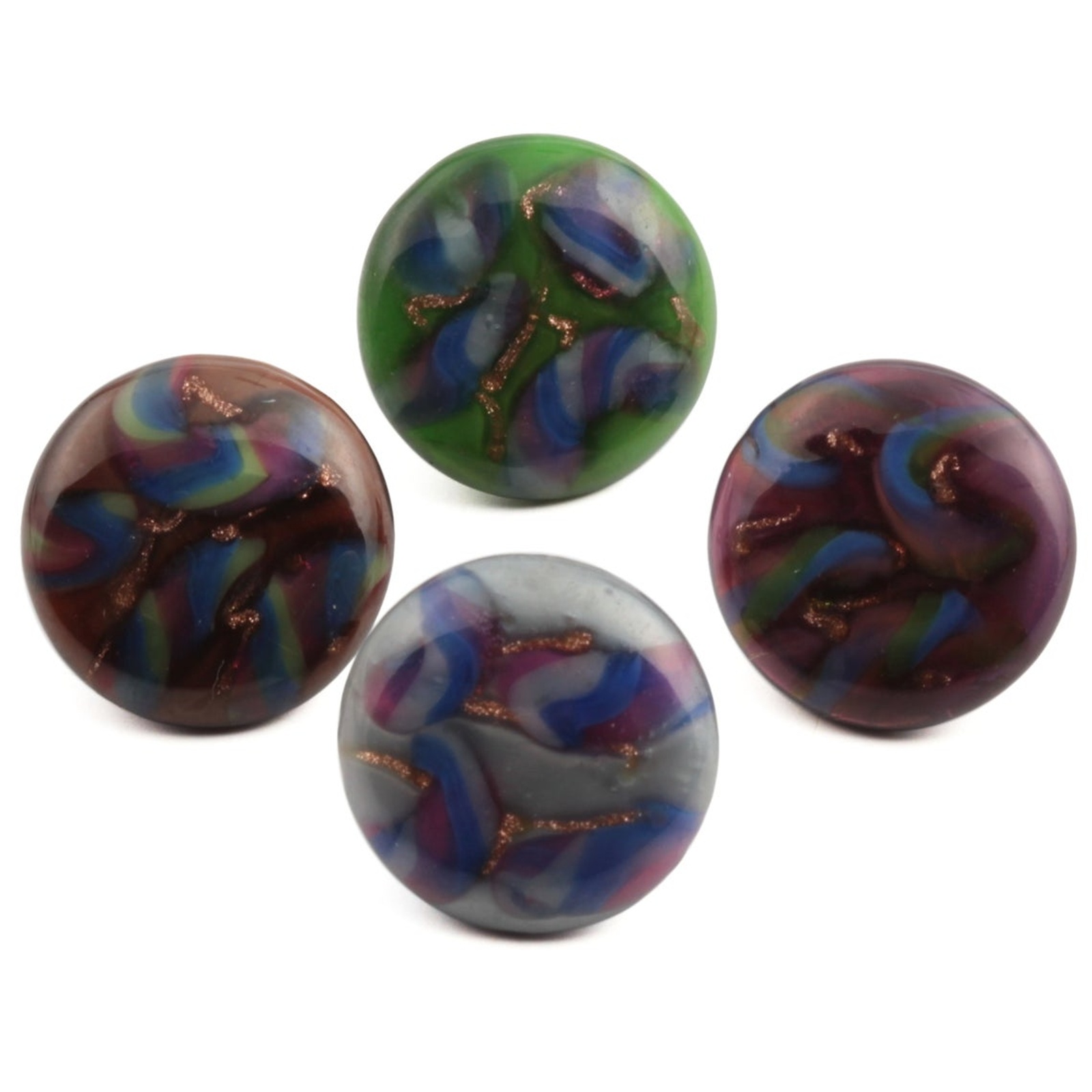 Lot (4) Antique Victorian Czech millefiori lampwork glass buttons 14mm