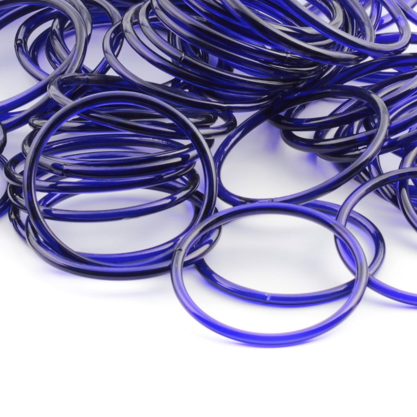 Lot (108) Antique Czech cobalt blue glass bangles hoops rings 70mm
