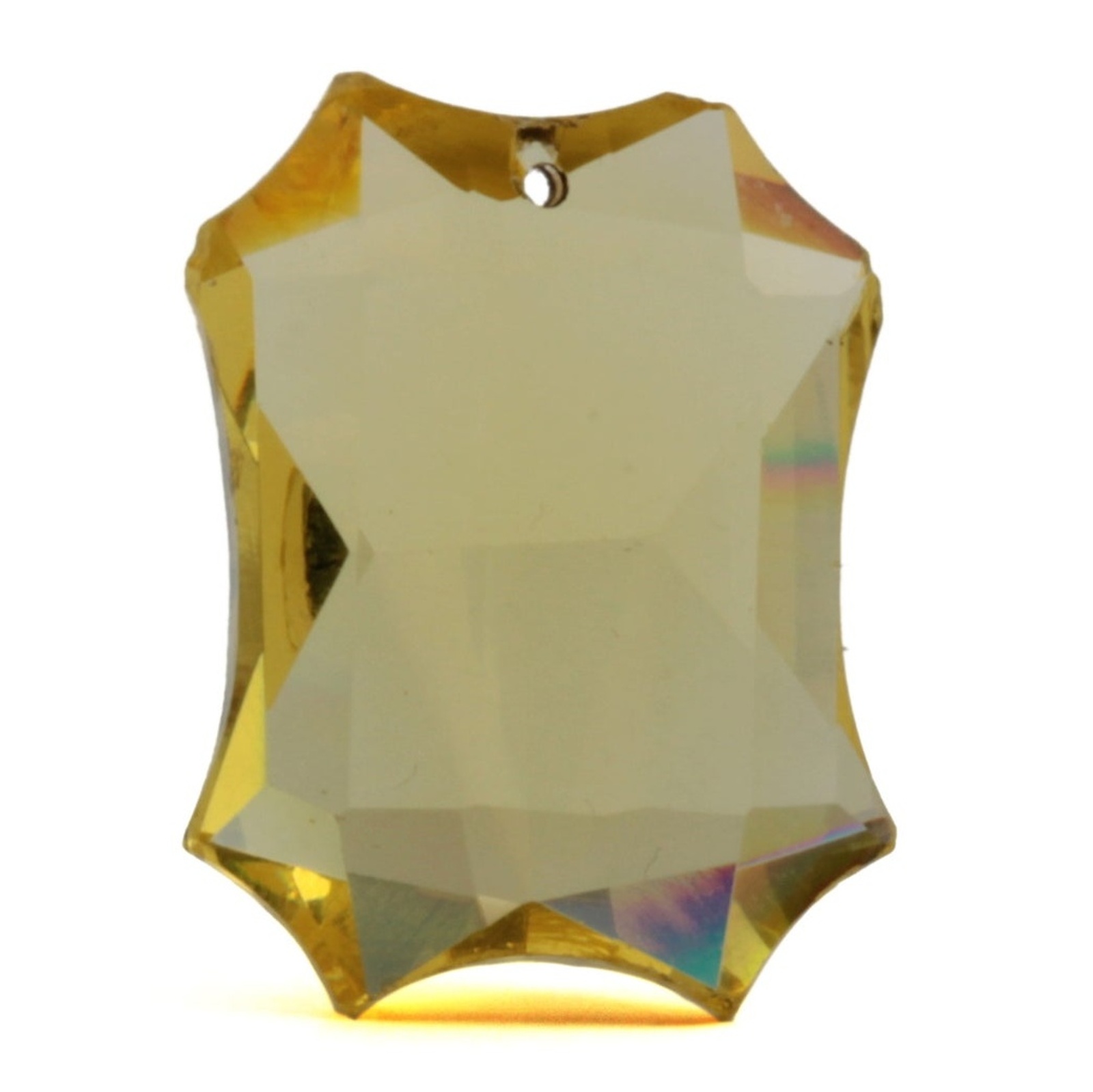 Czech antique hand cut citrine yellow octagon pendant glass bead 26mm
