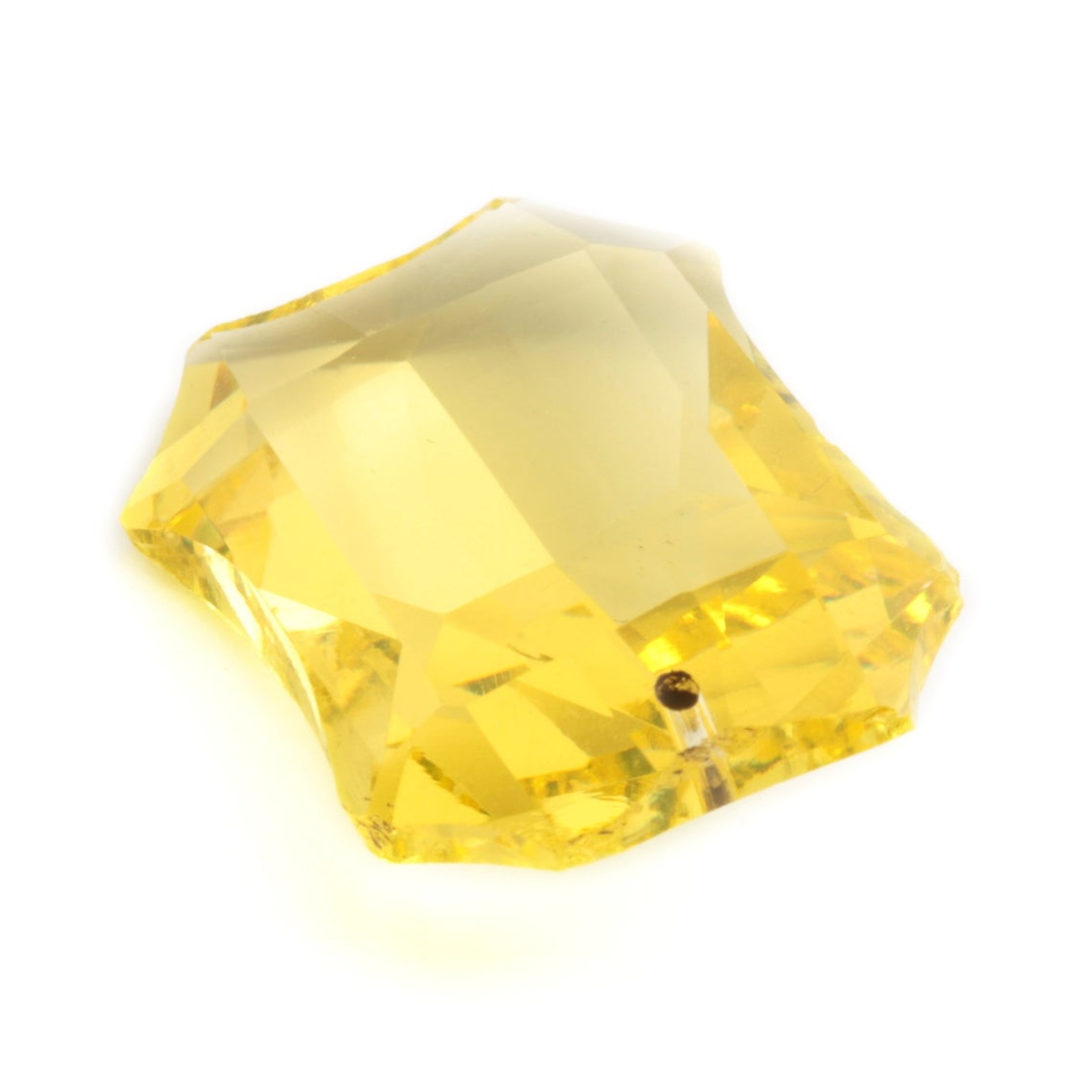 Czech antique hand cut citrine yellow octagon pendant glass bead 26mm