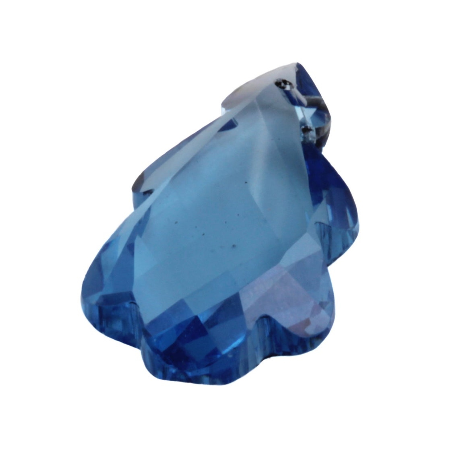 Czech antique hand cut Sapphire blue leaf pendant glass bead 30mm
