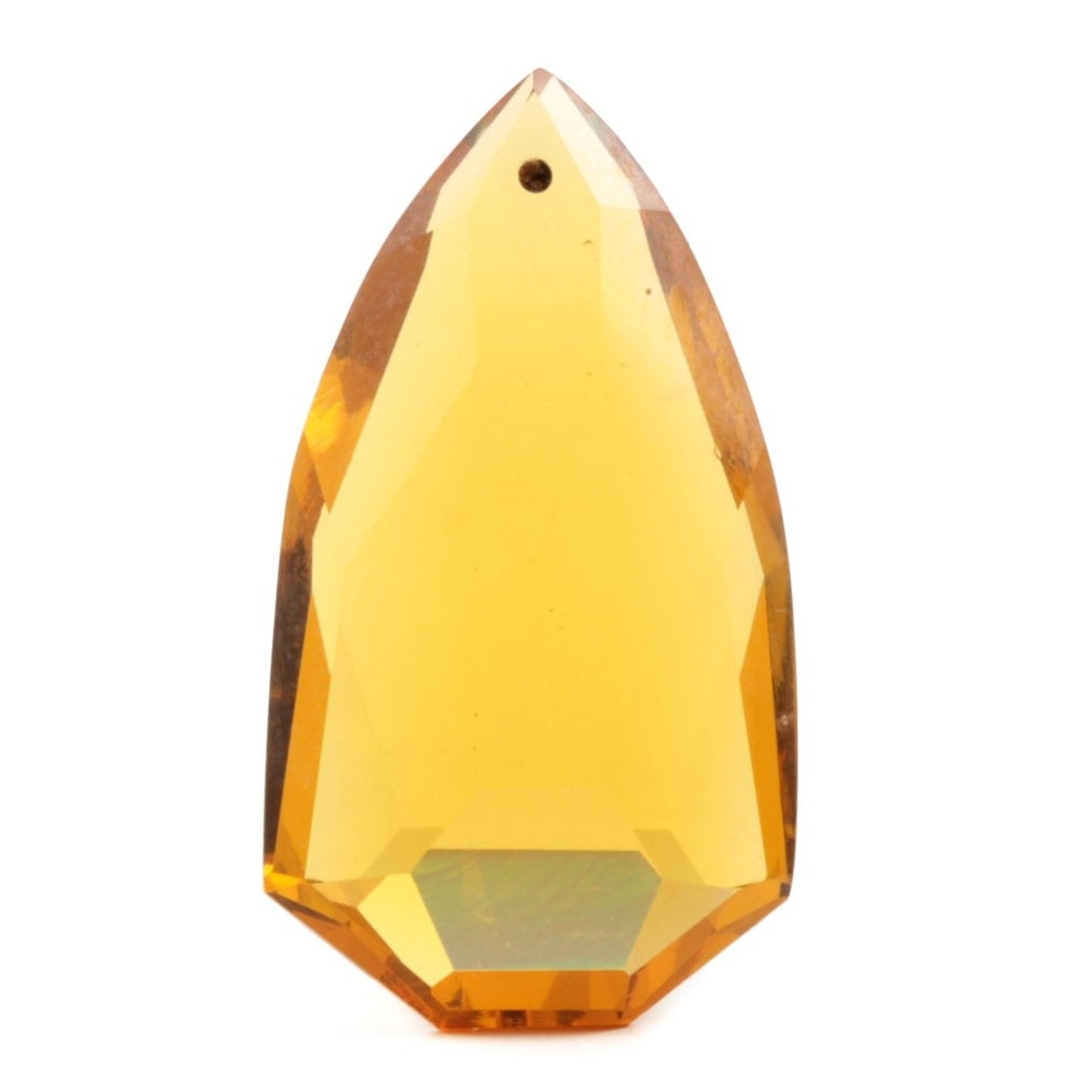 Czech rare antique hand cut topaz shield pendant glass bead 36mm