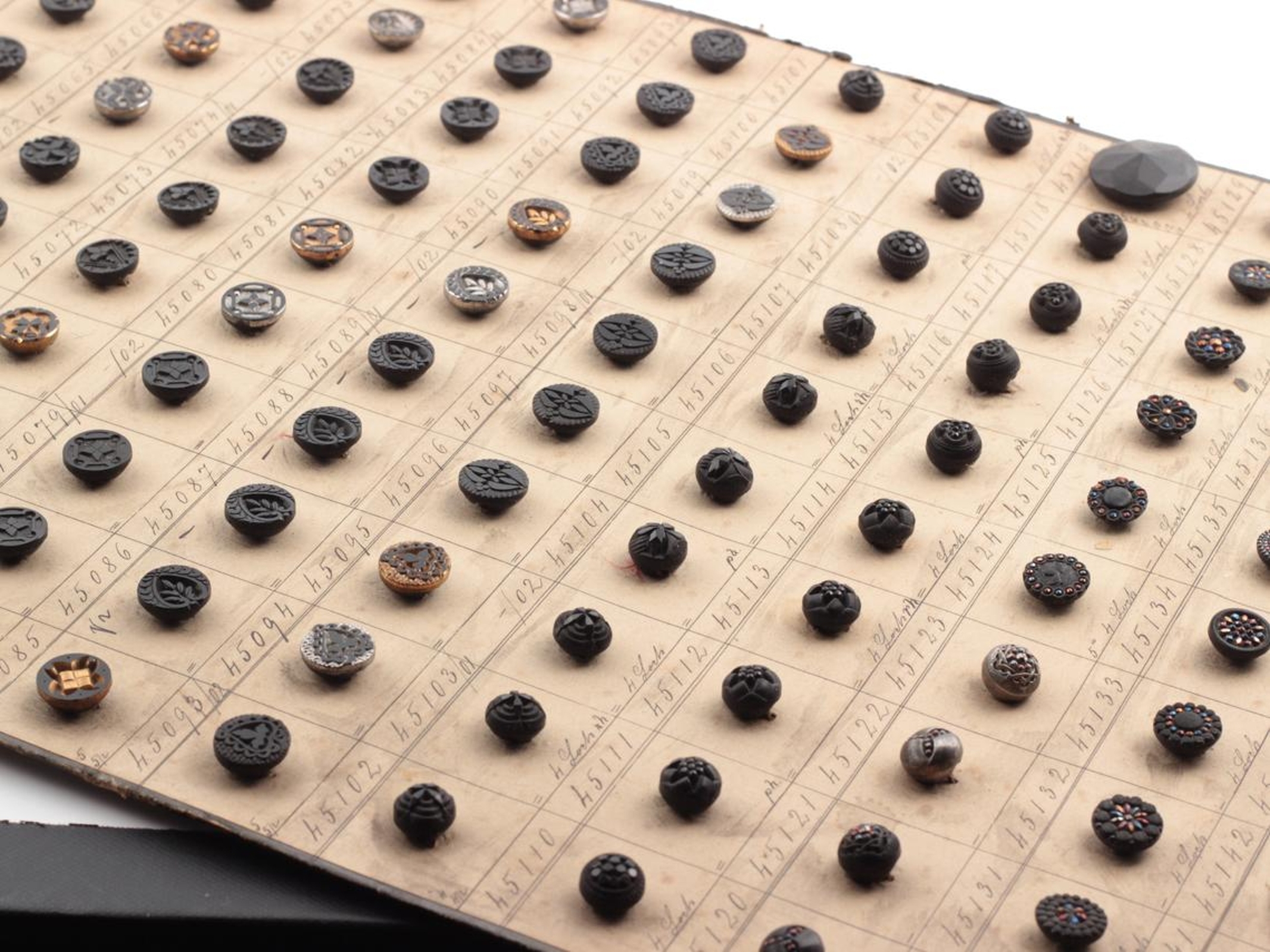 Victorian 1890's Sample card (140) Czech antique dimi small glass buttons