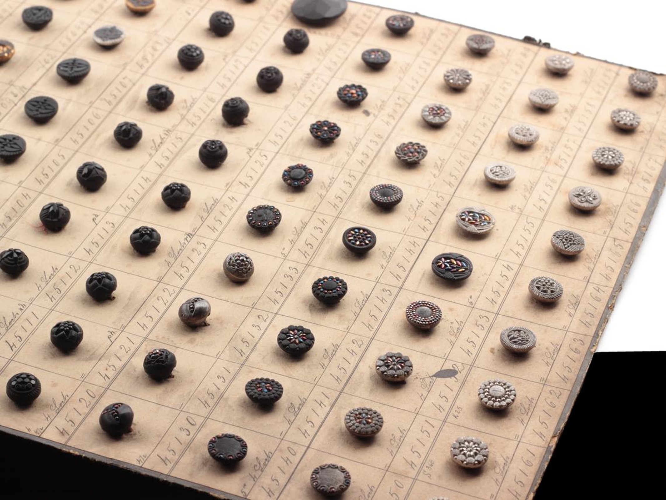 Victorian 1890's Sample card (140) Czech antique dimi small glass buttons