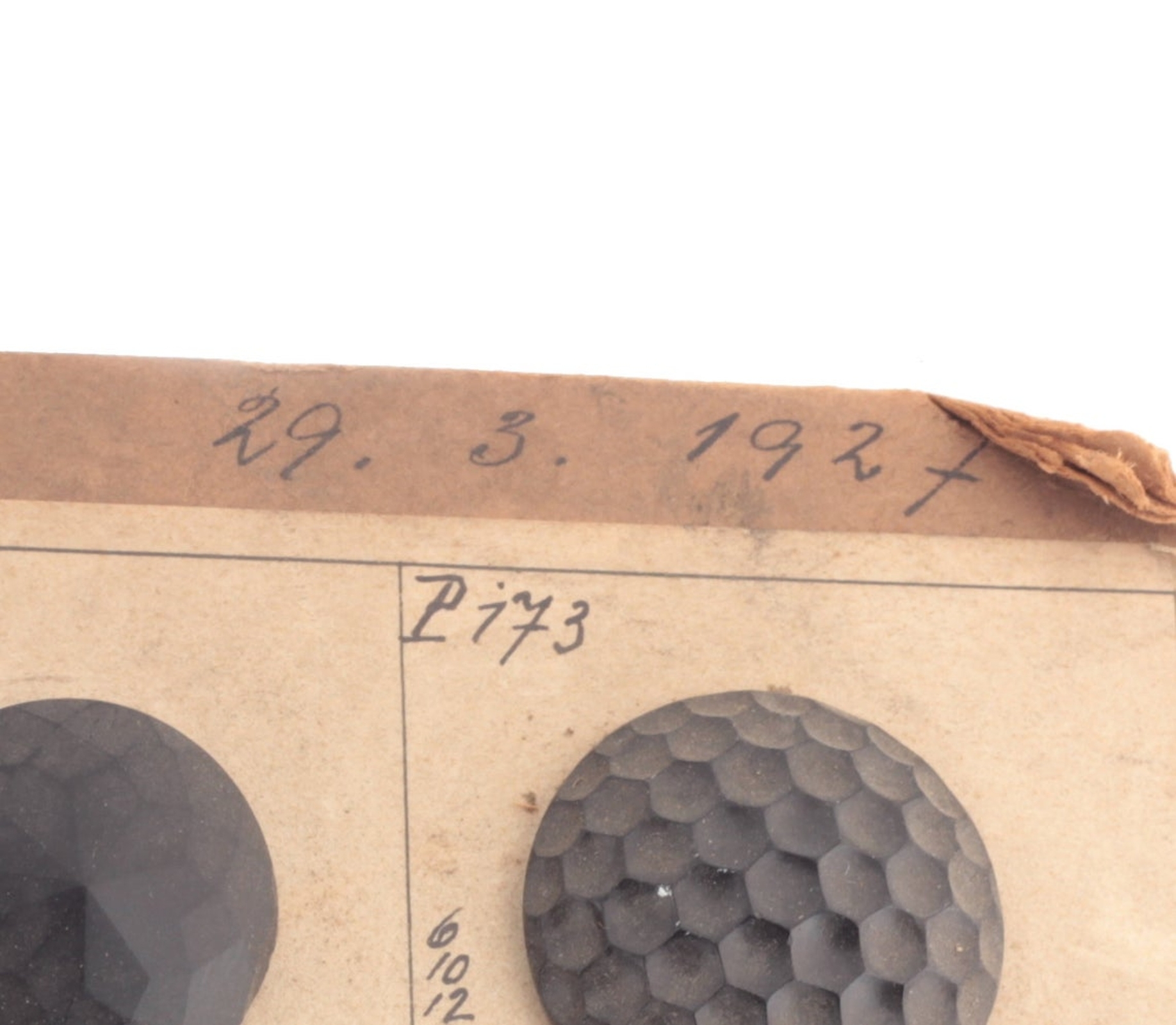 1927 sample card (60) Czech antique Art Deco geometric floral jet black lacy glass buttons