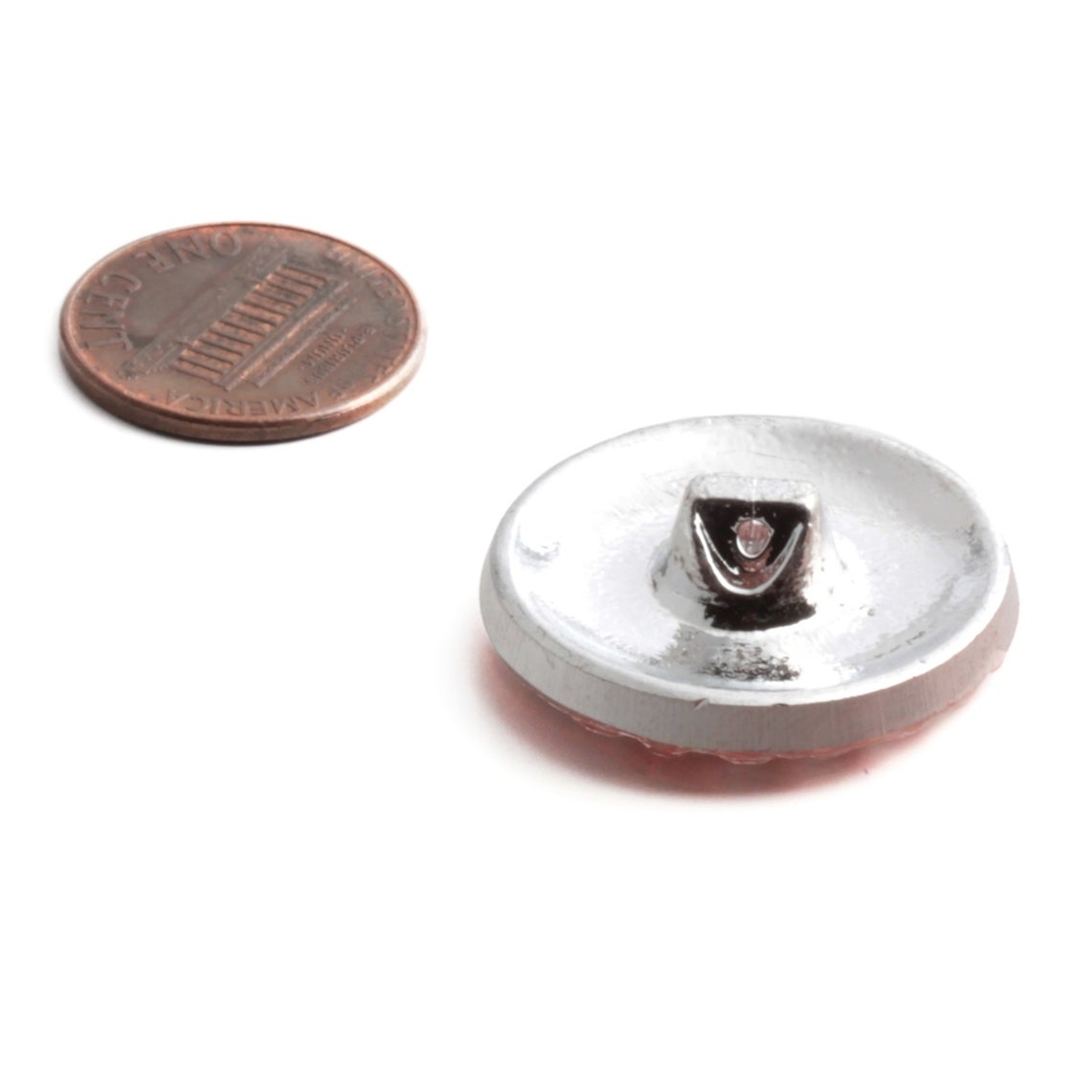 Vintage Czech abstract bumpy silver mirrored pink glass button 27mm