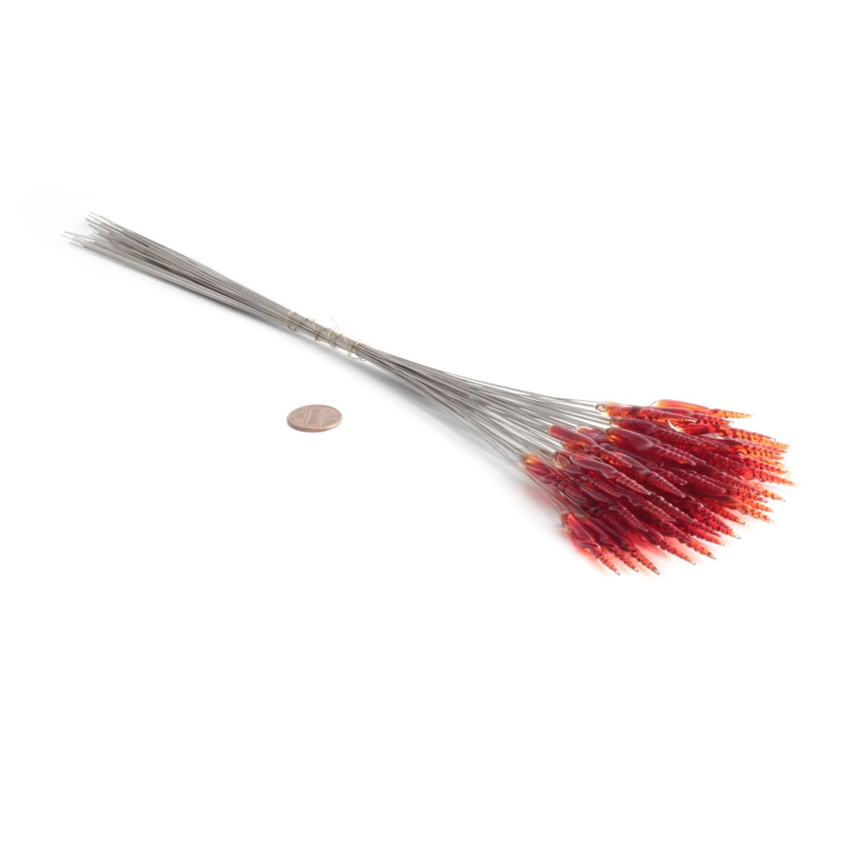 Czech lampwork amber red glass flower spike earring headpin glass bead (1 bead)