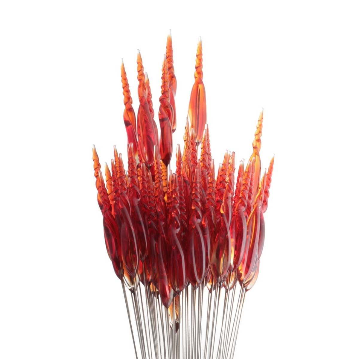 Czech lampwork amber red glass flower spike earring headpin glass bead (1 bead)