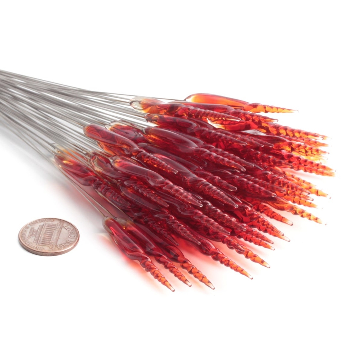 Czech lampwork amber red glass flower spike earring headpin glass bead (1 bead)
