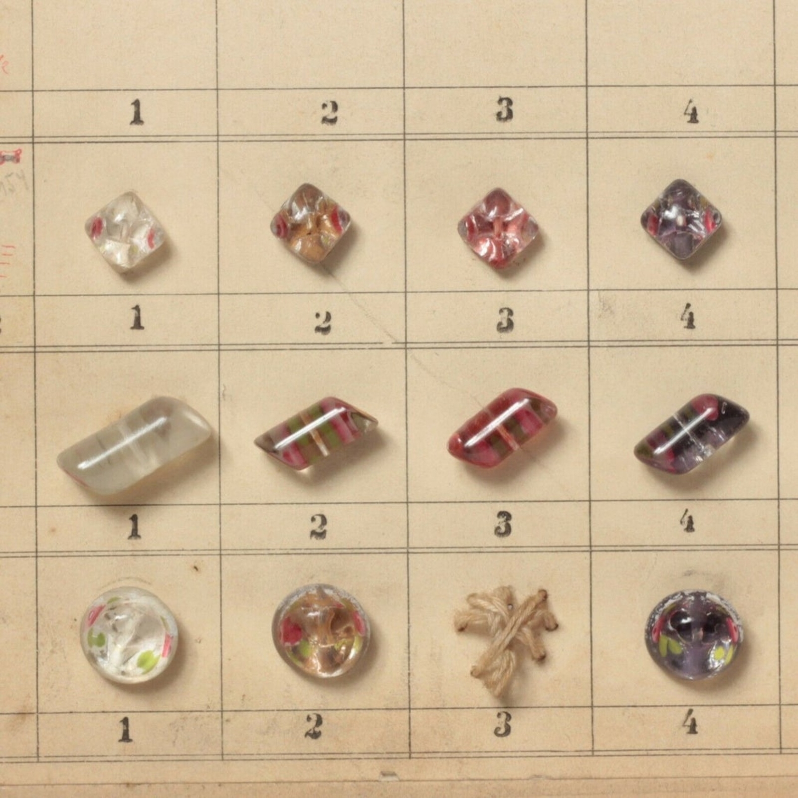 1915 Sample card (136) Czech antique paperweight glass buttons