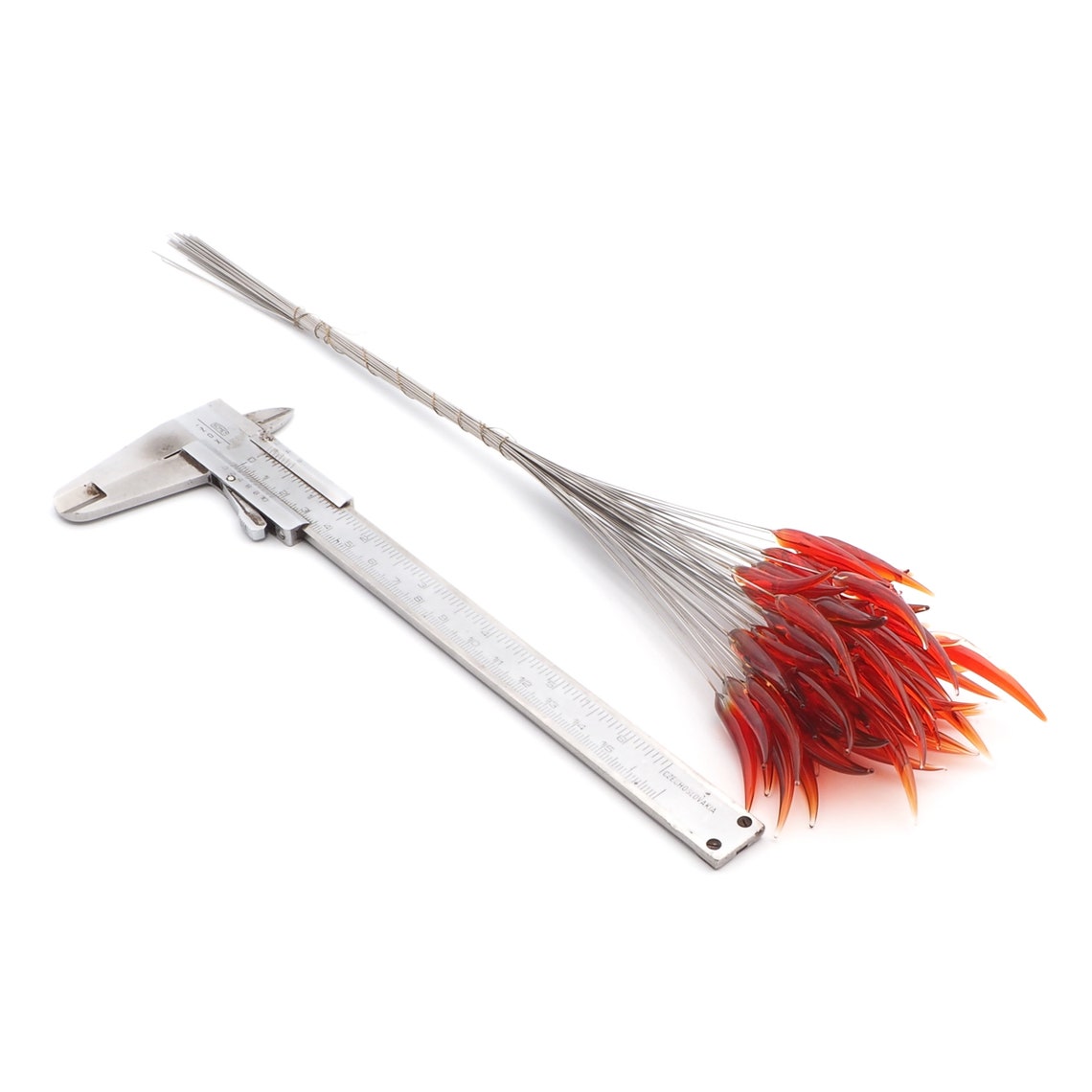 Czech lampwork transparent red glass flower spike earring headpin glass bead (1 bead)