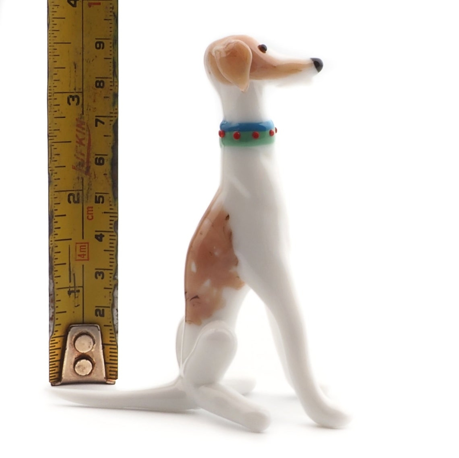Czech handcrafted lampwork glass miniature whippet dog figurine ornament gift