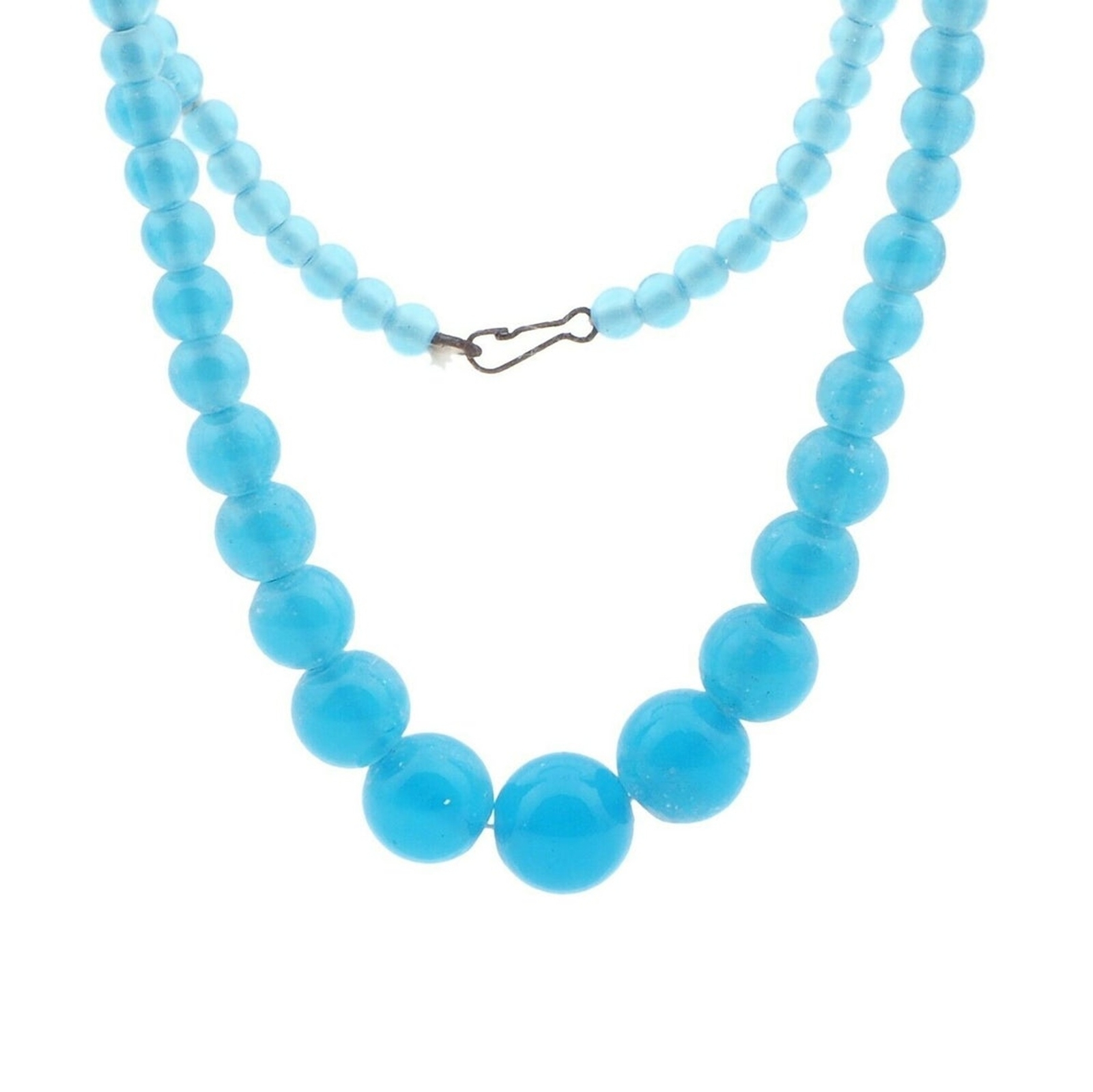 Vintage Czech necklace gradual blue opaline lampwork glass beads