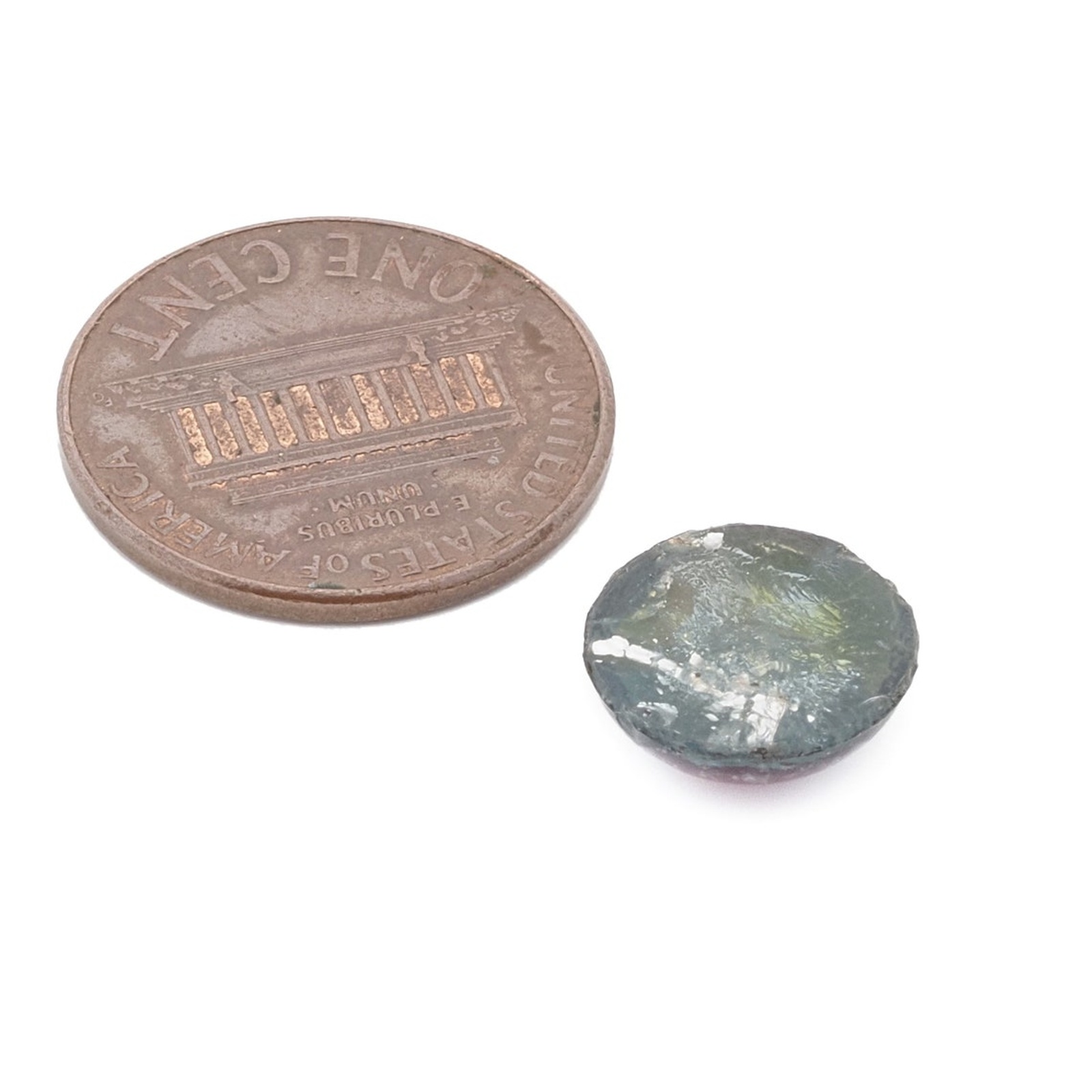 Czech Art Nouveau antique foil pink peacock eye round glass cabochon 11mm