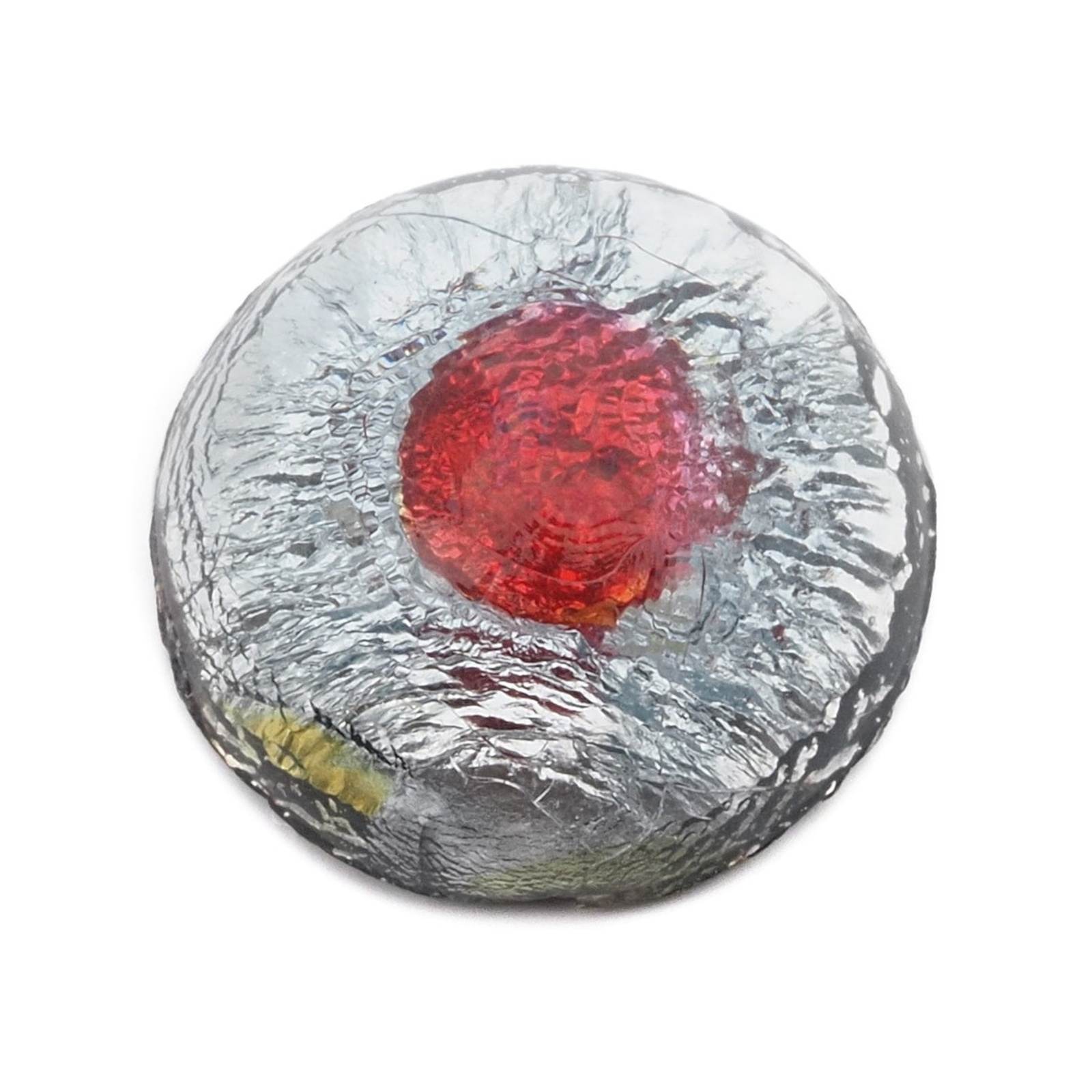Czech Art Nouveau antique foil pink peacock eye round glass cabochon 11mm