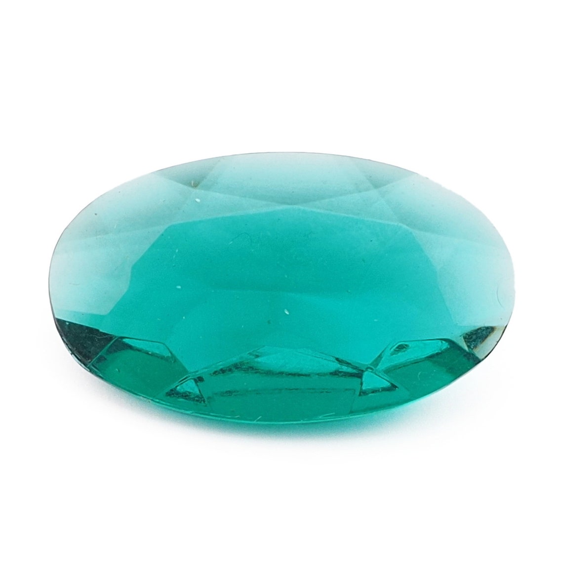 Large Czech vintage green oval glass rhinestone 24x14mm