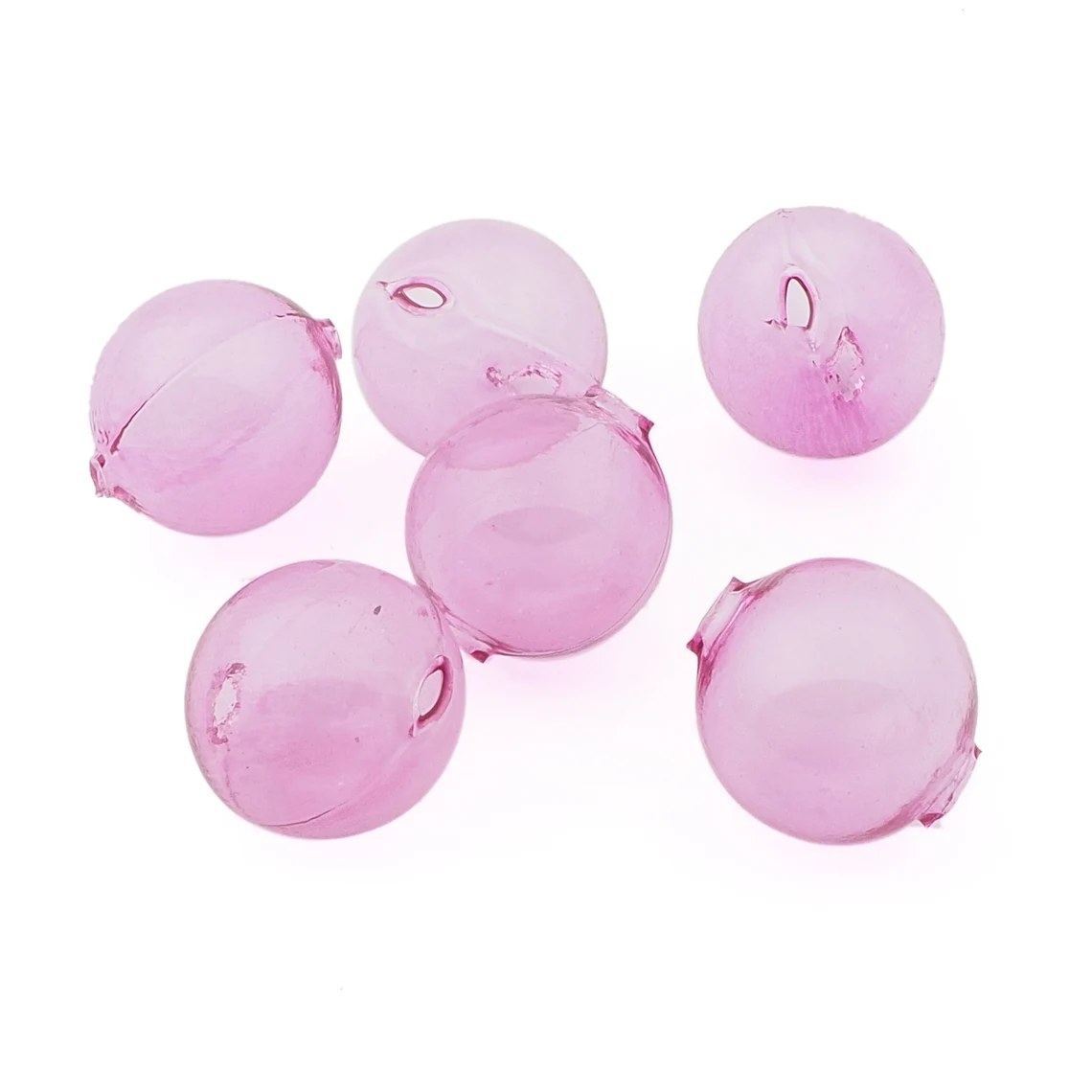 Lot (6) Czech transparent pink round blown glass Christmas garland beads 29mm