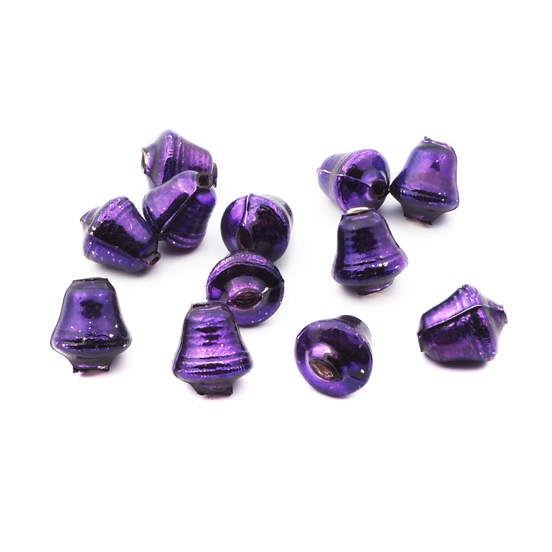 Lot (12) Czech Violet bell blown mercury glass Christmas garland beads