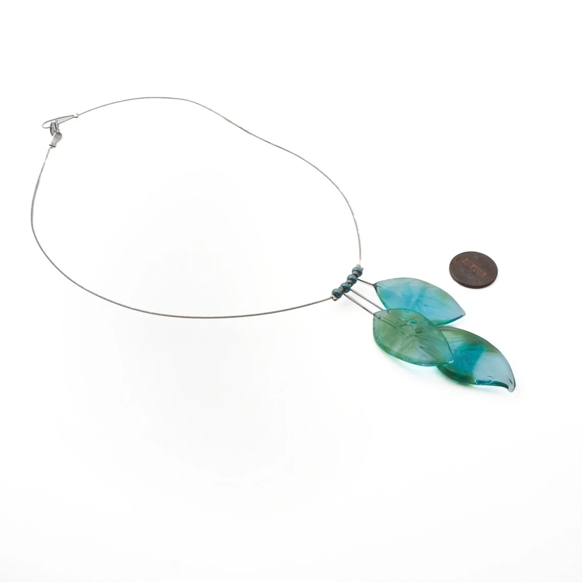 Czech lampwork multicolor leaf glass bead necklace