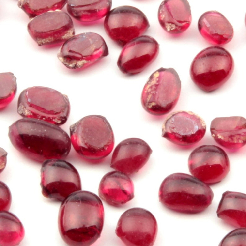 Lot (49) C19th Czech antique cranberry pink glass cabochon drops