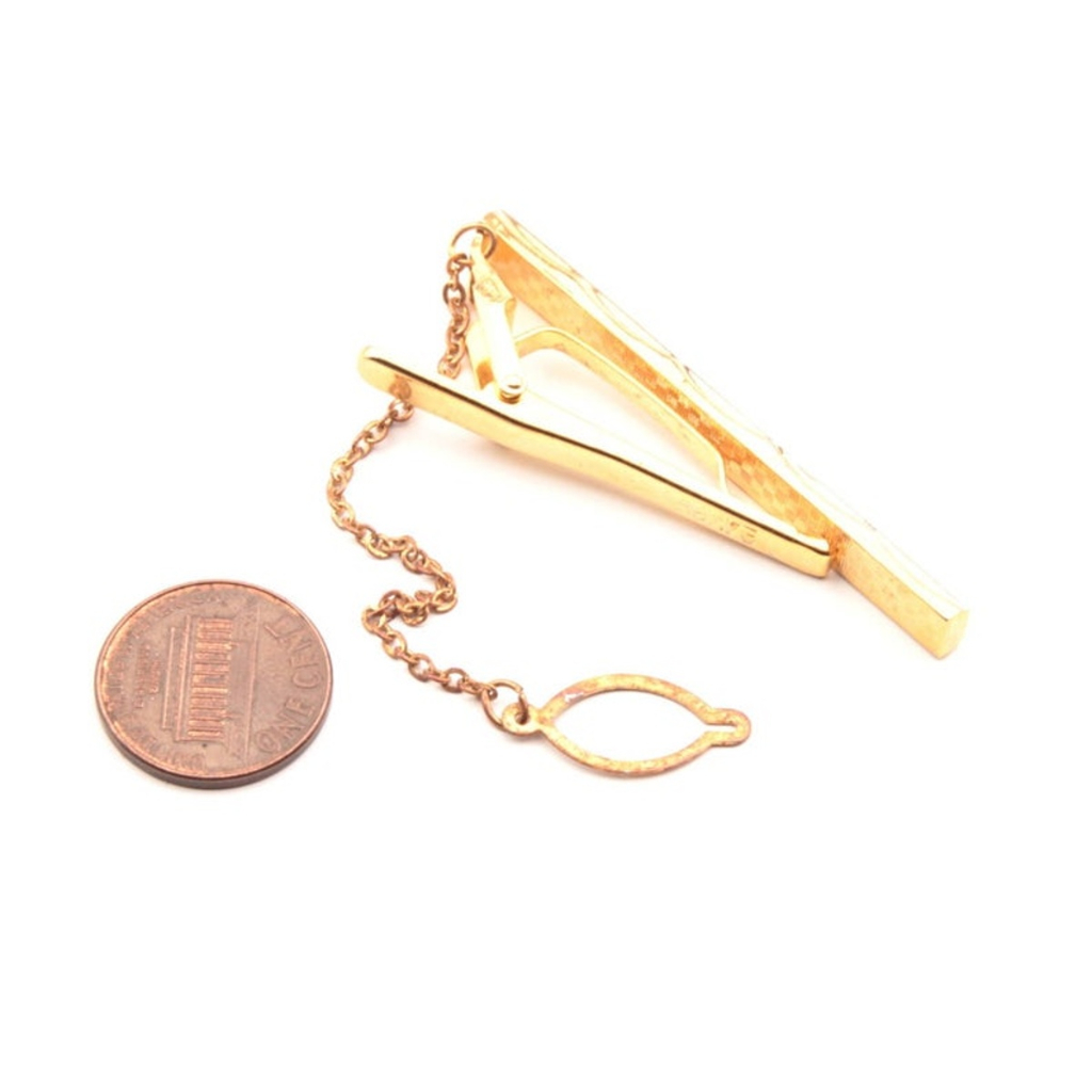 Vintage 24KGF gold and chrome bi metal tie bar clasp clip