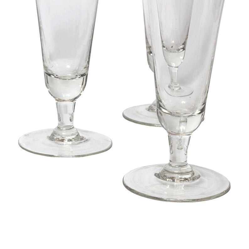Antique Victorian Czech Bohemian cut crystal glass champagne wine flute glass set