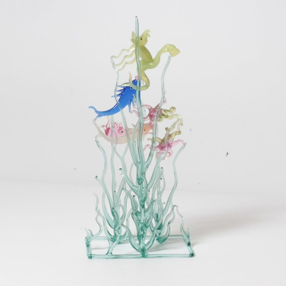 Vintage Czech lampwork glass "aquarium" ornament figurine. Jaroslav Brychta Brussels Expo