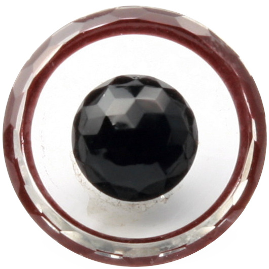 27mm antique Czech 2 part black beaded rosarian crystal bicolor faceted art glass button