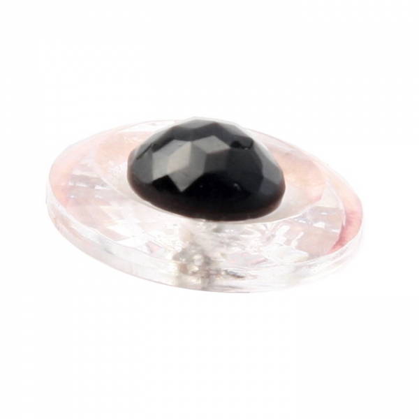 27mm antique Czech 2 part black beaded rosarian crystal hand faceted art glass button