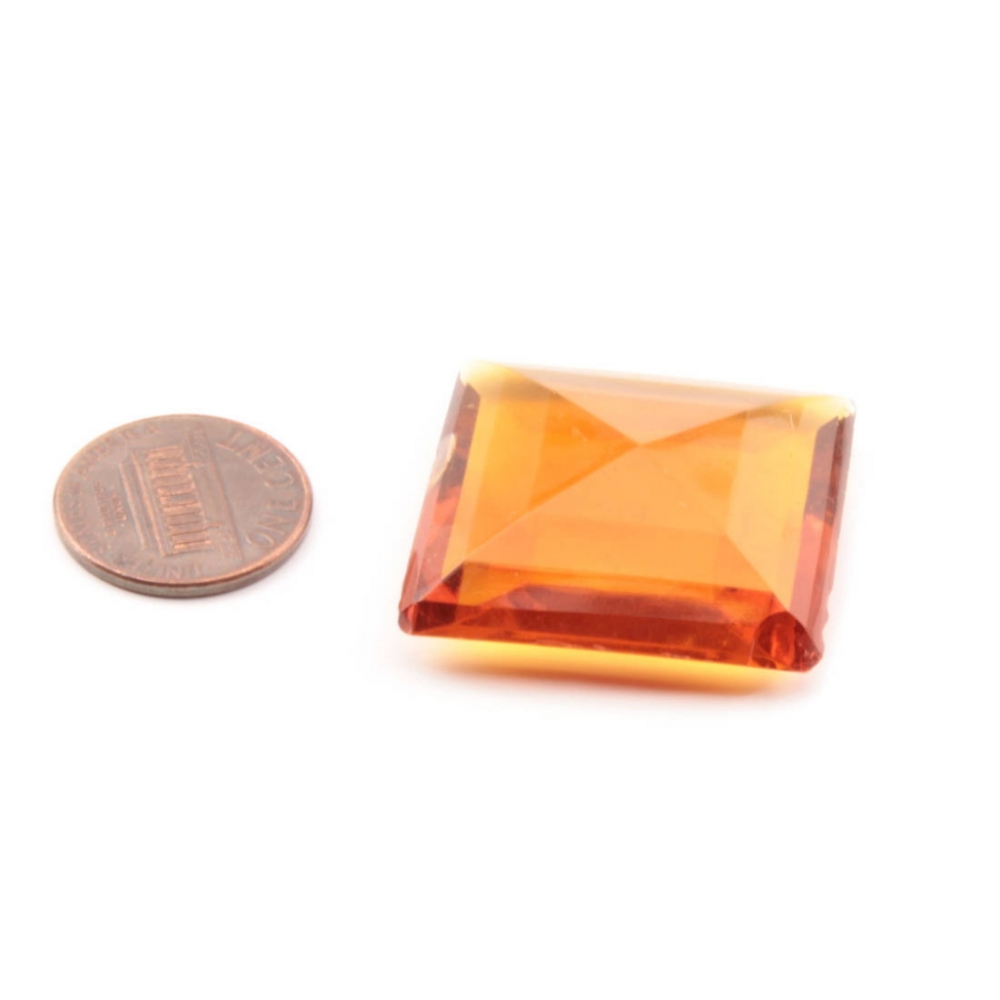Rare large glass rhinestone Czech antique 30mm hand square faceted topaz amber