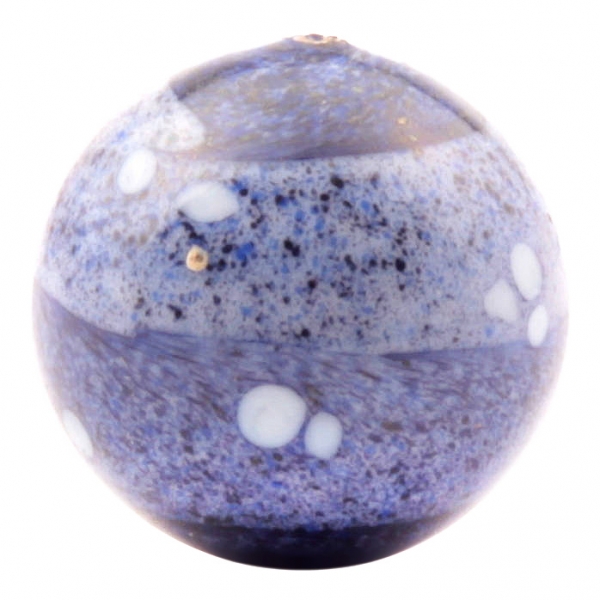 Large 20mm Vintage Czech lampwork white spot blue marble faux gemstone glass bead