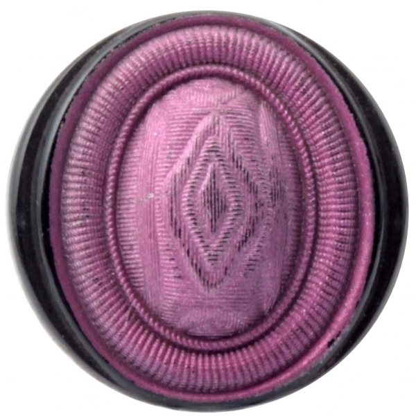 27mm antique Victorian Czech metallic iridescent hand painted faux fabric black glass button