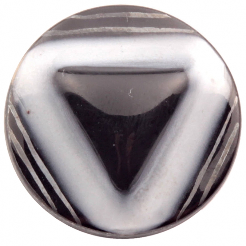 Antique Victorian Czech 28mm geometric triangle design black and white bicolor glass button