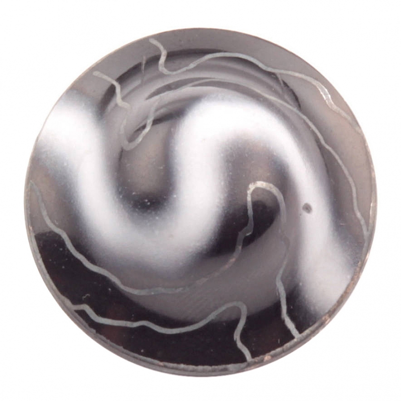 27mm antique vintage Art Nouveau Czech black and white swirl bicolor hat glass button