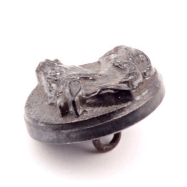 18mm antique Victorian 1880's Czech metallic lustre horse head black picture glass button