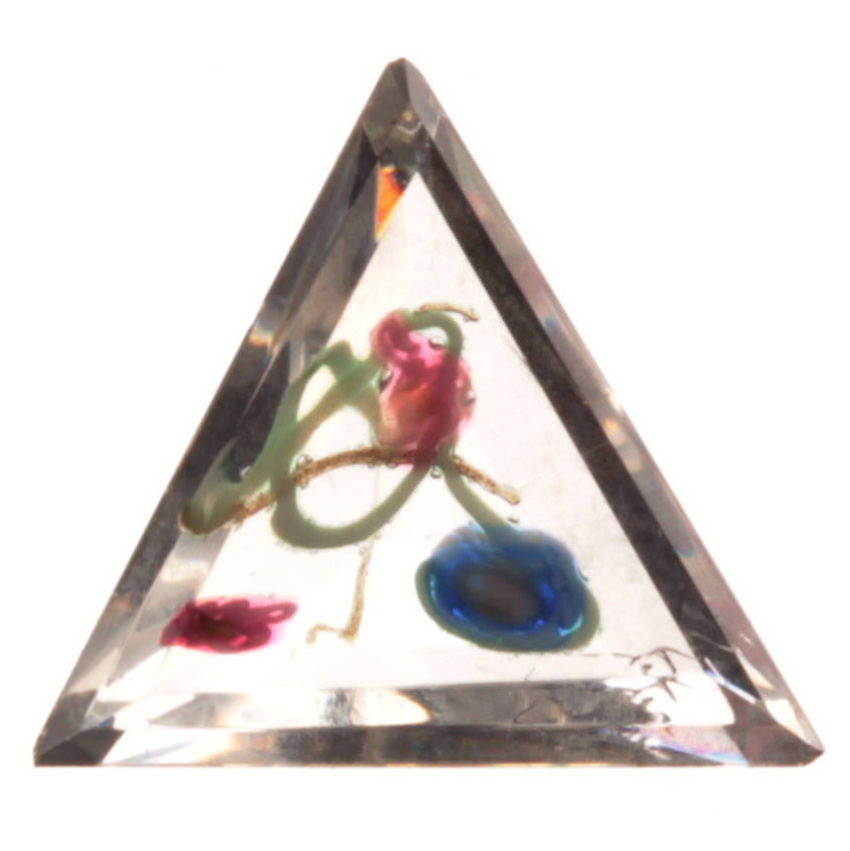 Rare large Czech antique crystal triangle lampwork glass rhinestone 22mm