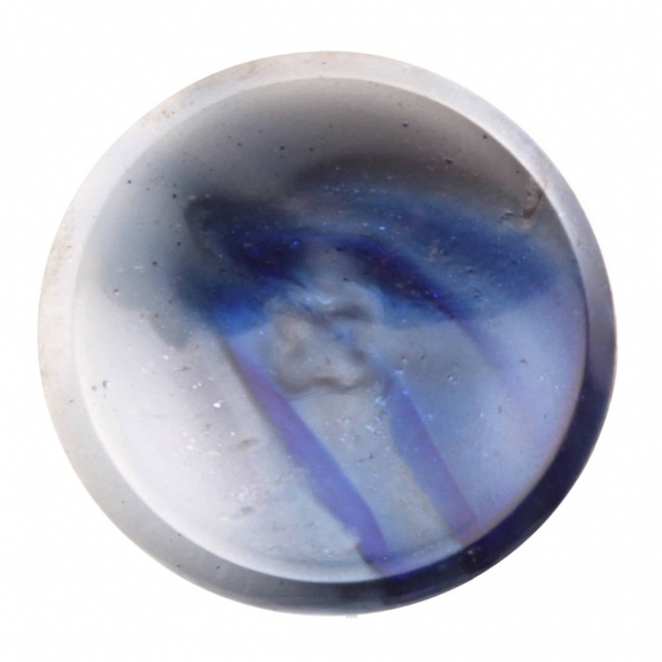 31mm antique Art Nouveau Czech blue metallic and satin bicolor foil fleck concave glass button