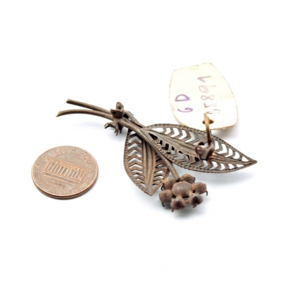 Czech Vintage Art Deco flowers fern pin brooch element jewelry finding