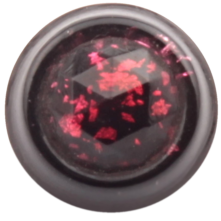 Antique vintage glass button Victorian 1900's Czech foil marble red faceted black