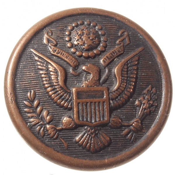 Antique vintage WWI US army brass metal military great seal eagle button Meyer New York