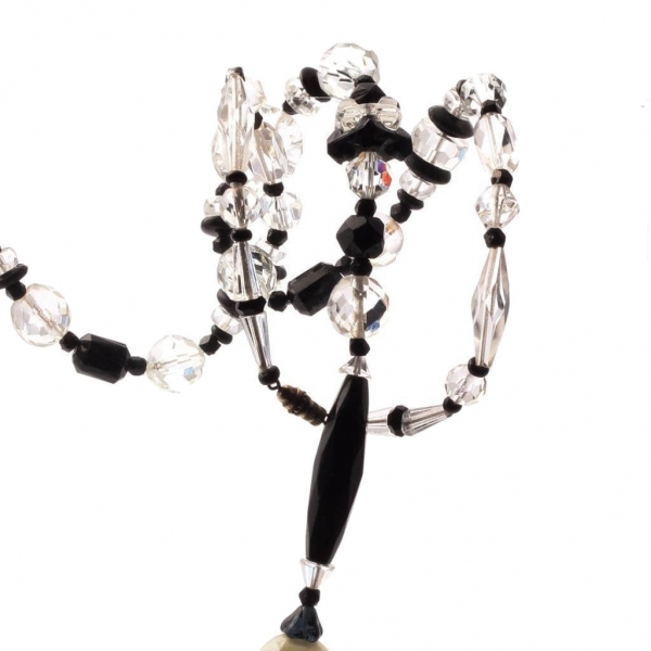Vintage Czech fine art necklace crystal black amethyst Uranium Art Deco glass beads 