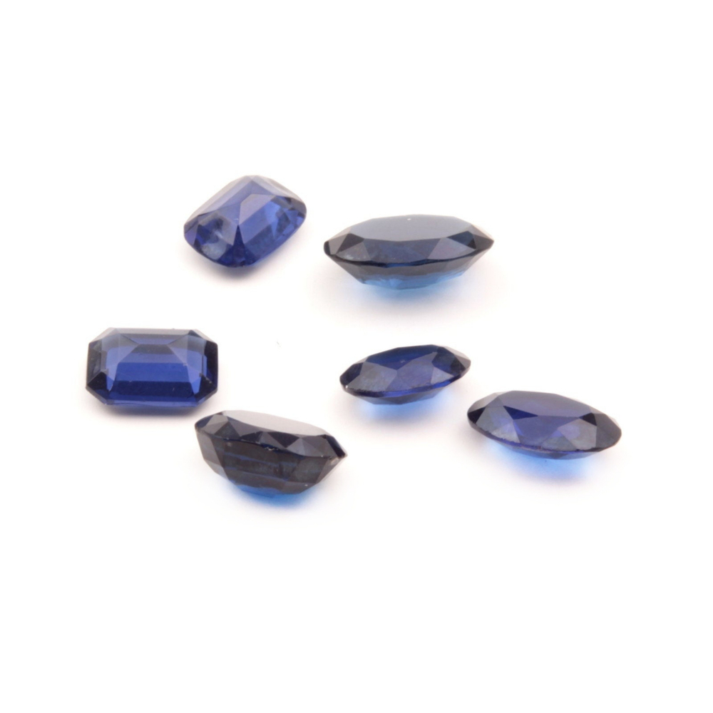 Vintage blue Glass rhinestones Lot (6) Czech rectangle oval faceted